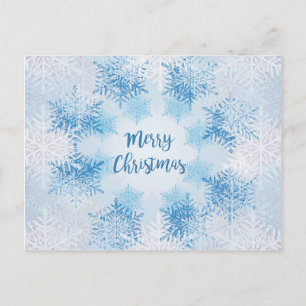 SHOW FLAKES PATTERN Merry Christmas Holiday Postcard