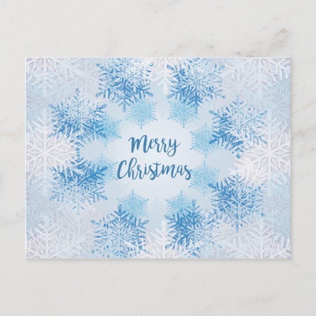 SHOW FLAKES PATTERN Merry Christmas Holiday Postcard (Front)
