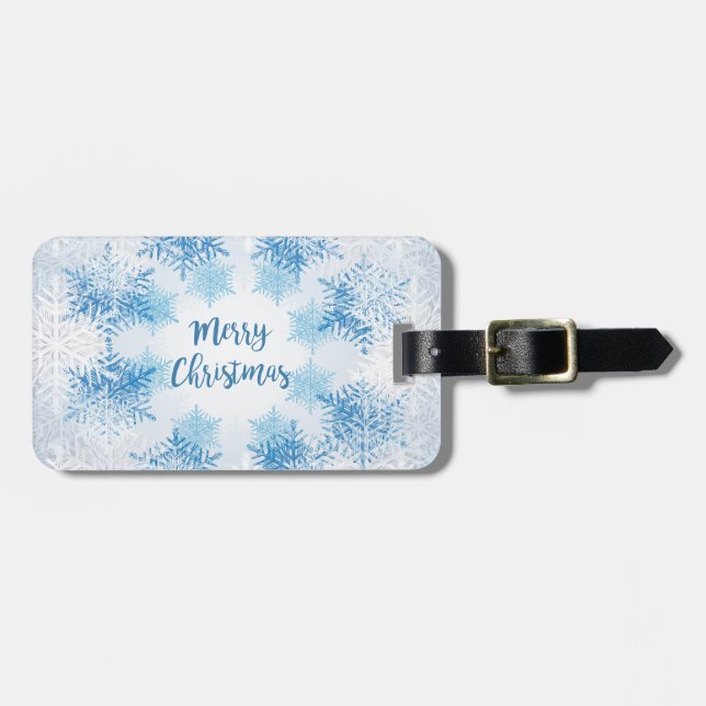 SHOW FLAKES PATTERN Merry Christmas Luggage Tag (Front Horizontal)