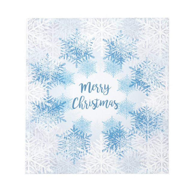 SHOW FLAKES PATTERN Merry Christmas Notepad (Front)