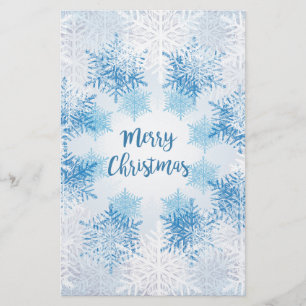 SHOW FLAKES PATTERN Merry Christmas Stationery