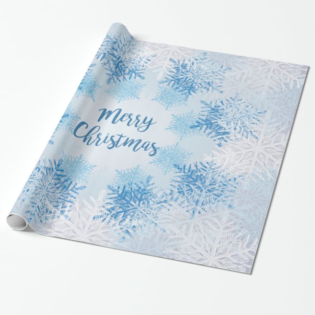 SHOW FLAKES PATTERN Merry Christmas Wrapping Paper (Unrolled)
