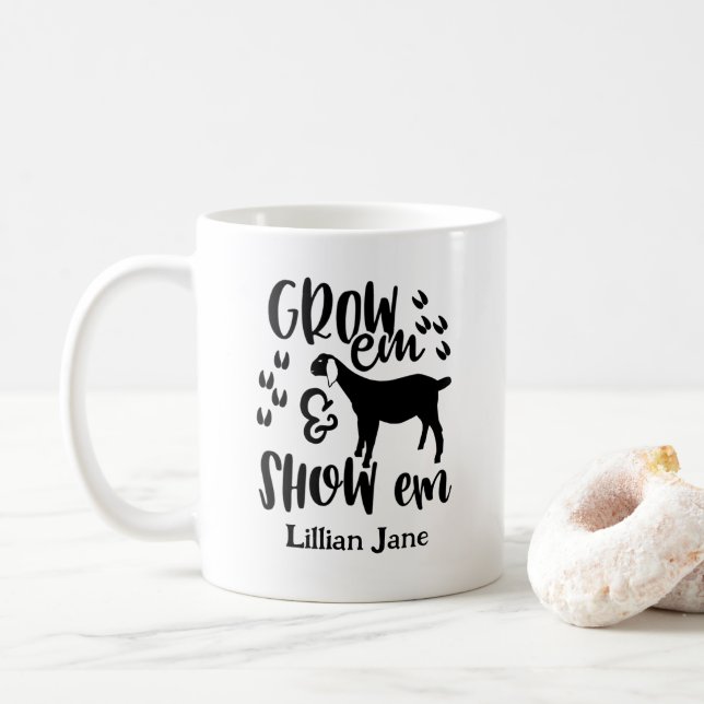 Show Goat Custom Name Coffee Mug (With Donut)