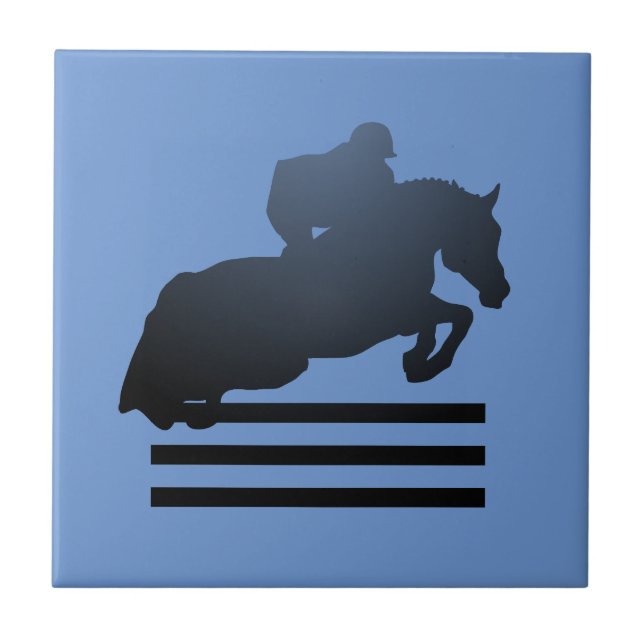  Show jumper clearing an obstacle.     Ceramic Tile (Front)