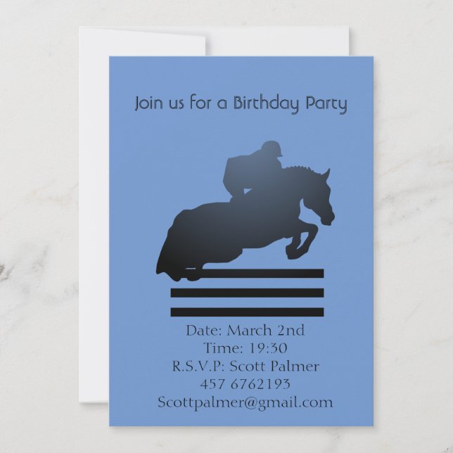  Show jumper clearing an obstacle.       Invitation (Front)