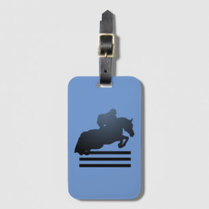 Show jumper clearing an obstacle. Luggage Tag