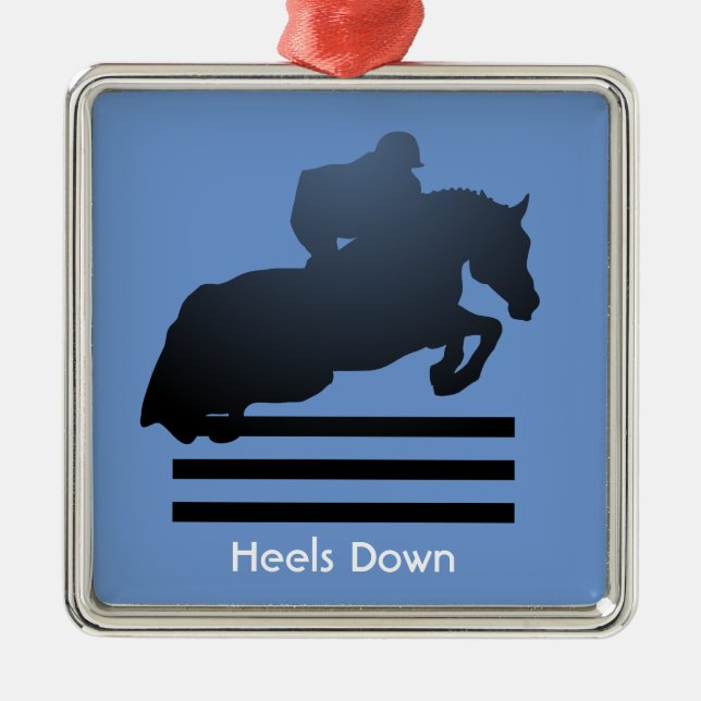  Show jumper clearing an obstacle.       Metal Ornament (Front)