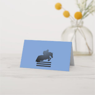 Show jumper clearing an obstacle. Place Card