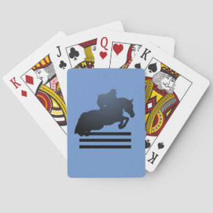 Show jumper clearing an obstacle. Playing Cards