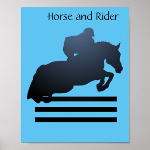 Show jumper clearing an obstacle.  poster