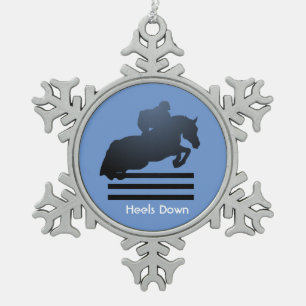  Show jumper clearing an obstacle.       Snowflake Pewter Christmas Ornament
