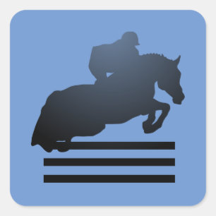  Show jumper clearing an obstacle.    Square Sticker