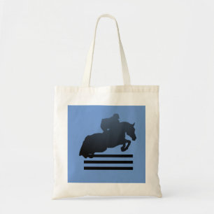  Show jumper clearing an obstacle.      Tote Bag