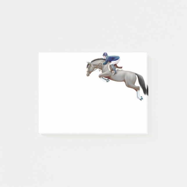 Show Jumper Grey Horse Post It Notes (Front)