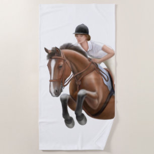Show Jumper Horse Equestrian Beach Towel