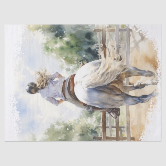 Show Jumping Eventing Horse Decoupage Tissue Paper (Front)