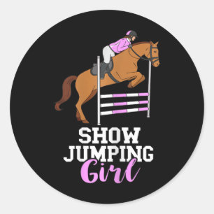 Show Jumping Girl Horseback Riding Equestrian Hors Classic Round Sticker
