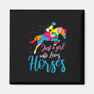 Show Jumping Horse English Riding Art Colour Block Magnet