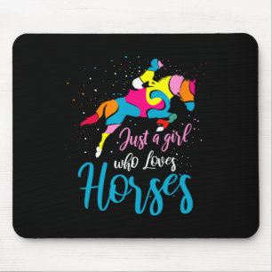 Show Jumping Horse English Riding Art Colour Block Mouse Pad