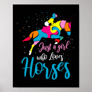 Show Jumping Horse English Riding Art Colour Block Poster