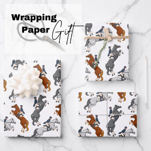 Show Jumping Horseback riding Wrapping Paper Sheet