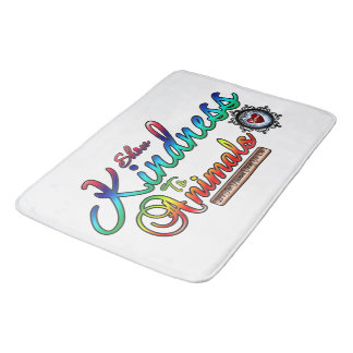 Show Kindness To Animals Rainbow Typography Bath Mat