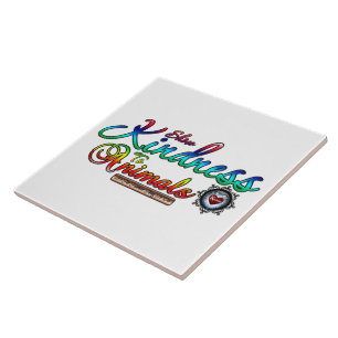 Show Kindness To Animals Rainbow Typography Ceramic Tile