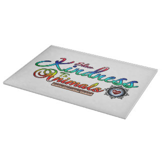 Show Kindness To Animals Rainbow Typography Cutting Board