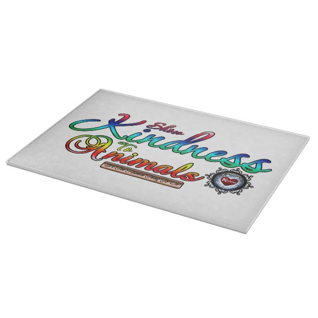 Show Kindness To Animals Rainbow Typography Cutting Board (Corner)