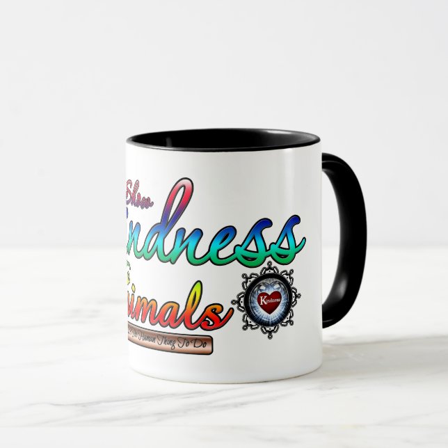 Show Kindness To Animals Rainbow Typography Mug (Front Right)