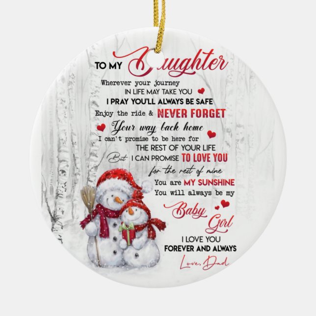 Show love to daughter ceramic ornament (Front)