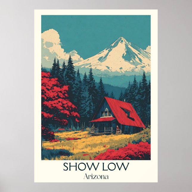 Show Low Arizona Retro Travel Poster (Front)