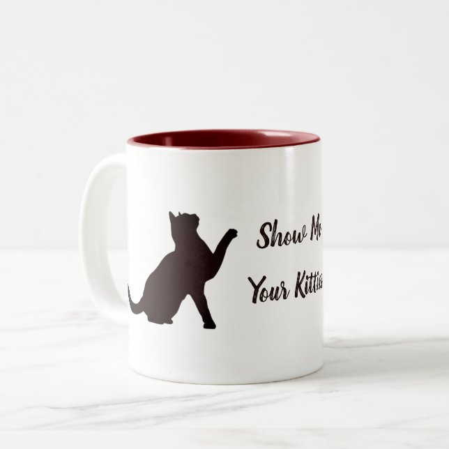 Show Me Your Kitties Two-Tone Coffee Mug (Front Left)