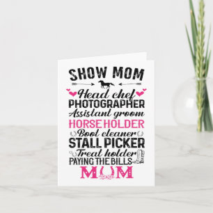 Show Mum Head Chef Photographer Istant Groom Horse Card