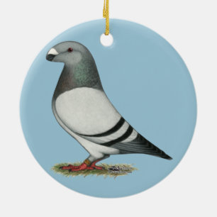 Show Racer Blue Bar Pigeon Ceramic Ornament