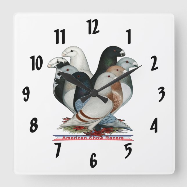 Show Racers Eight Square Wall Clock (Front)