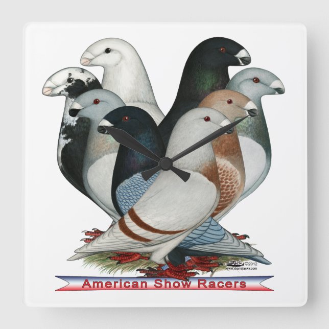 Show Racers Eight Square Wall Clock (Front)