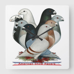Show Racers Eight Square Wall Clock