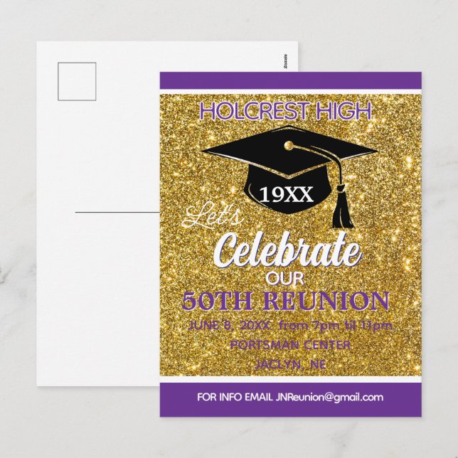 Show stopper Class Reunion invitation post card (Front/Back)