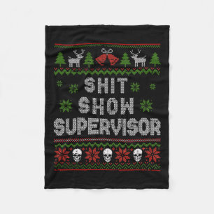 -show Supervisor Christmas Sweater Funny Ugly Xmas Fleece Blanket