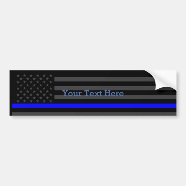 Show The Thin Blue Line Personalised Black US Flag Bumper Sticker (Front)