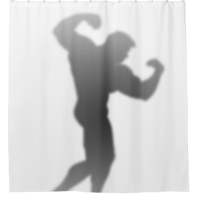 Show Time - Funny Bodybuilder Man Silhouette Shower Curtain (Front)