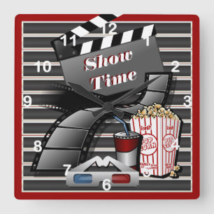 Show Time Movie Theatre Square Wall Clock