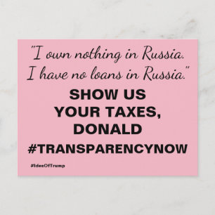 Show Us Your Taxes Trump Resistance Postcard