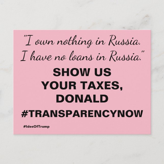 Show Us Your Taxes Trump Resistance Postcard (Front)