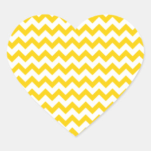 Show Your Love: Canary Yellow White Zigzag Chevron Heart Sticker
