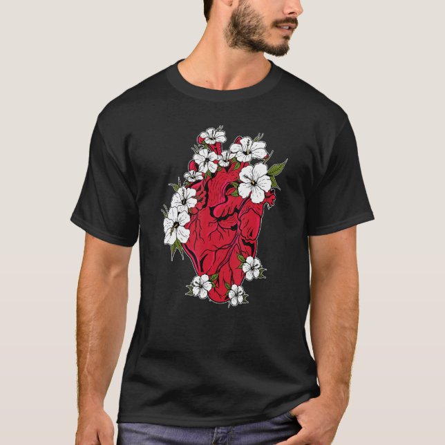 Show Your Love Floral Doctor Anatomical Heart And  T-Shirt (Front)