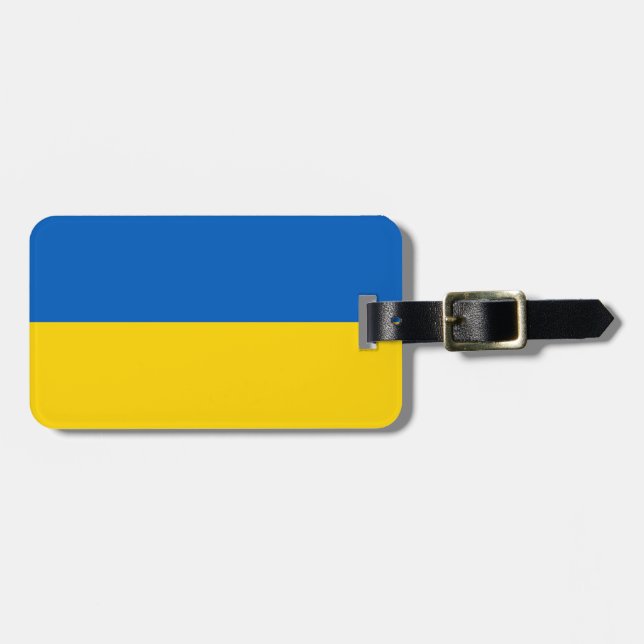 Show Your Support Tag, Personalised Ukraine Flag Luggage Tag (Front Horizontal)