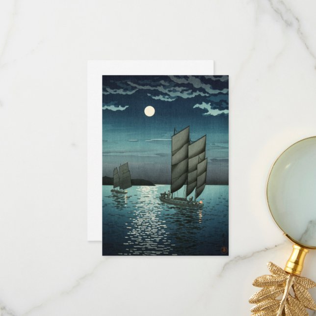 Showa Era, Boat by Tsuchiya Koitsu Thank You Card (Front/Back In Situ)