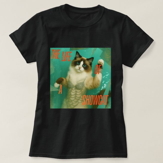 Showcat Diva Cat Meme Y2K Glam Funny Shirt (Design Front)